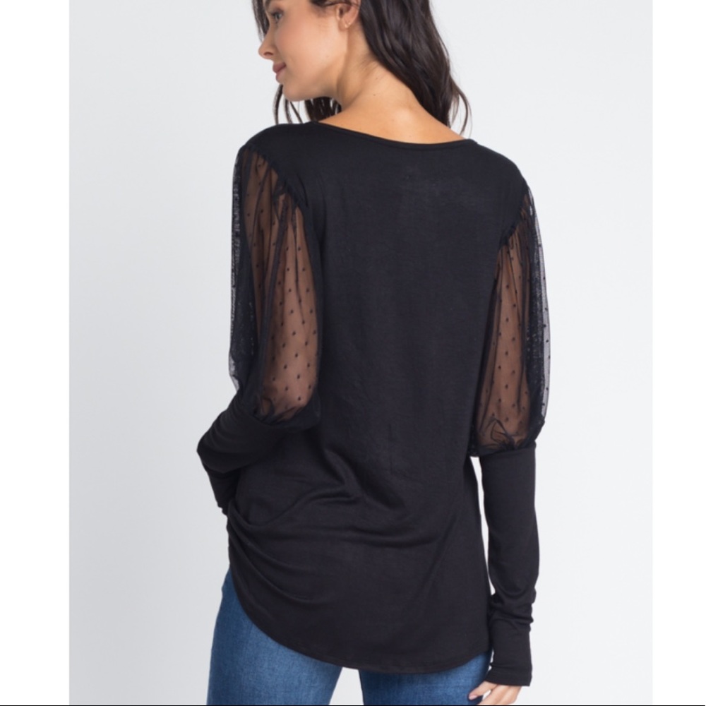 Boat Neck Balloon Sleeve Top - Picture 5 of 8